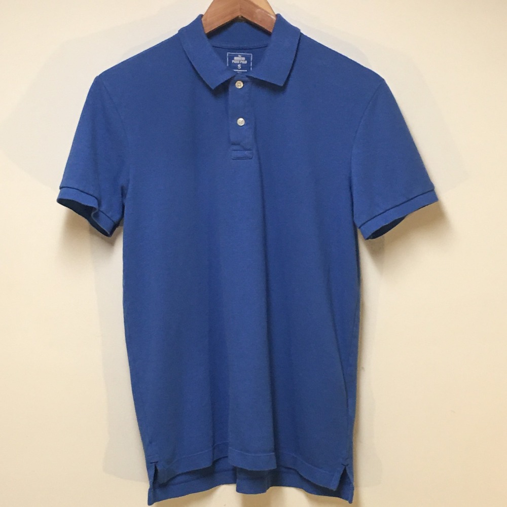 Gap Modern Pique Polo Mens Small Blue Short Sleeve 100% Cotton Shirt Preppy‎